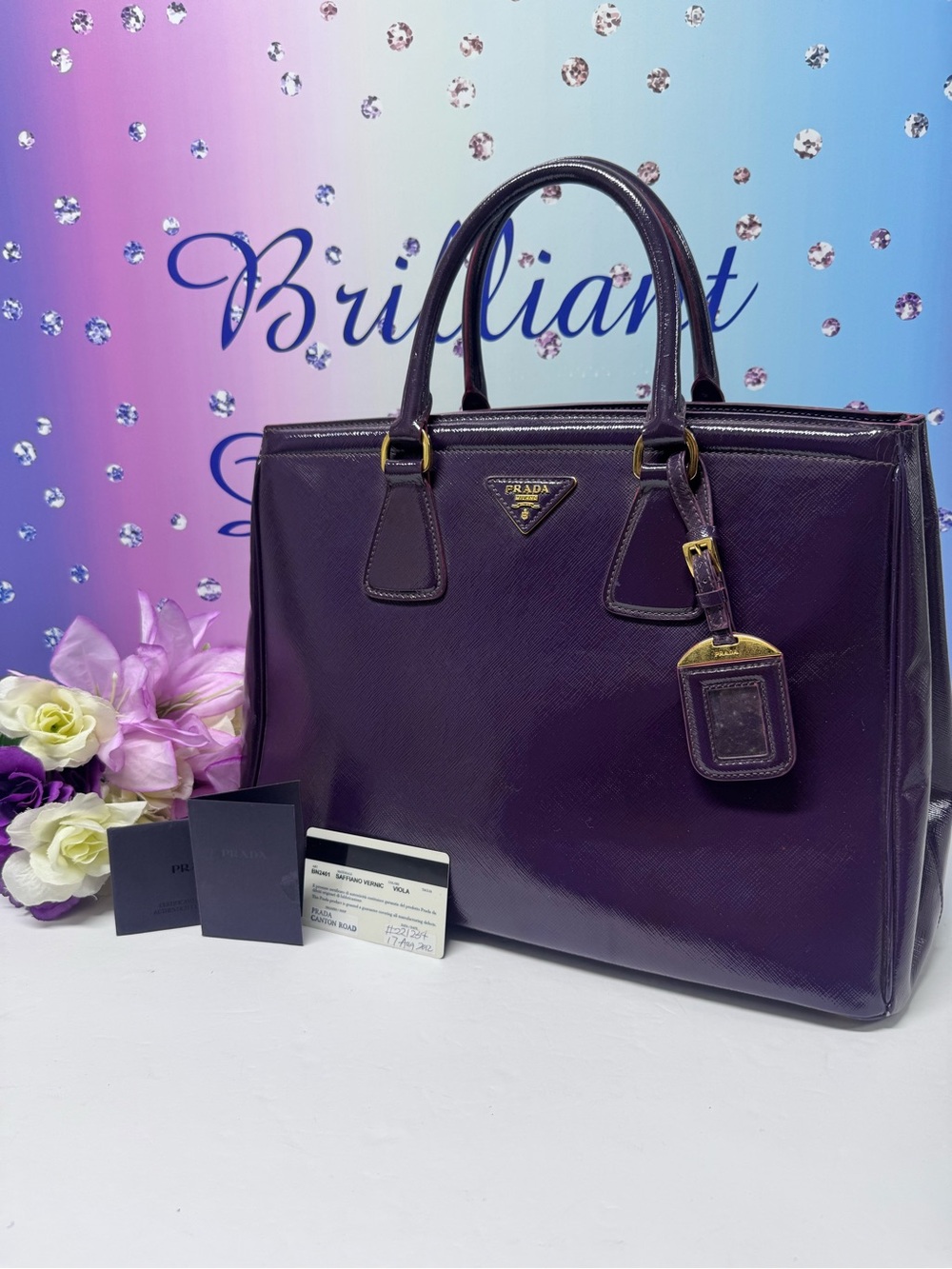 💜XL PRADA GALLERIA PURPLE TOTE BAG